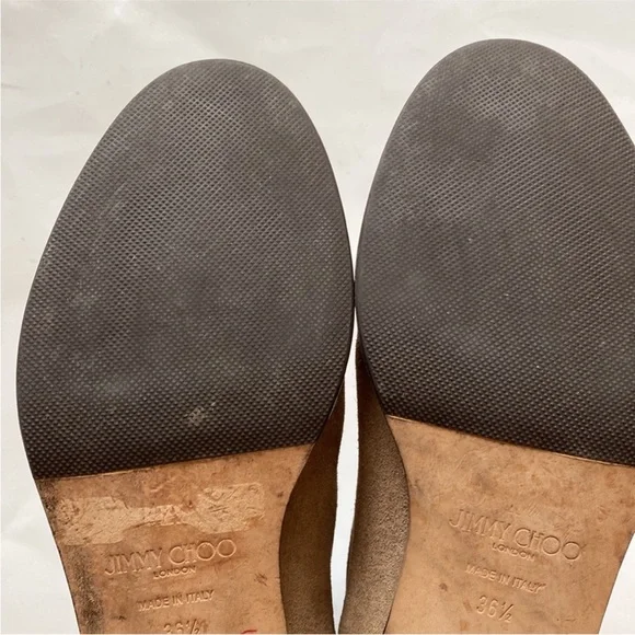 Jimmy Choo Marco Suede Studded Flat Tan Ankle Pull On Boots, 36.5/US 6.5. - Picture 6 of 8